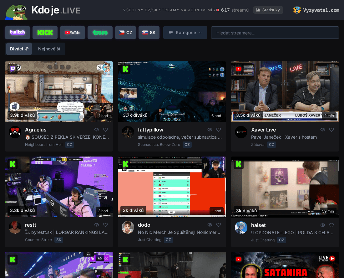 Kdo je .live - Všechny české a slovenské live streamy na jednom místě